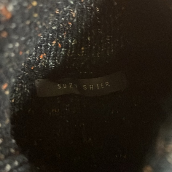 Navy knit turtleneck sleeveless sweater dress with rainbow speckles sz Large - Picture 7 of 9